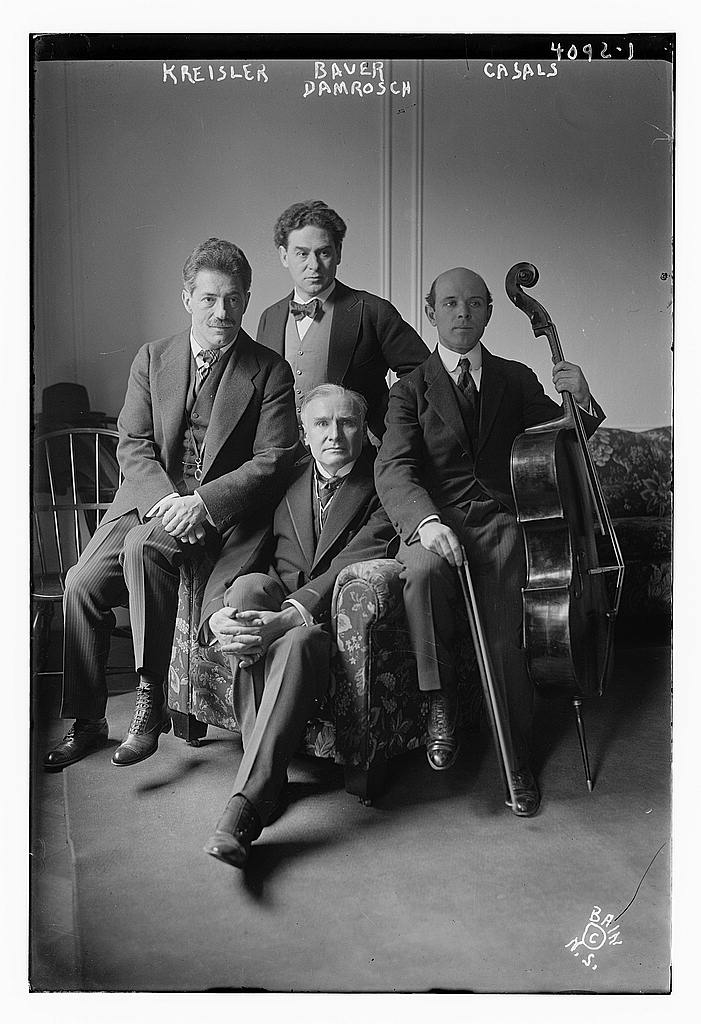 Fritz_Kreisler,_Harold_Bauer,_Pablo_Casals,_and_Walter_Damrosch_at_Carnegie_Hall_on_March_13,_1917